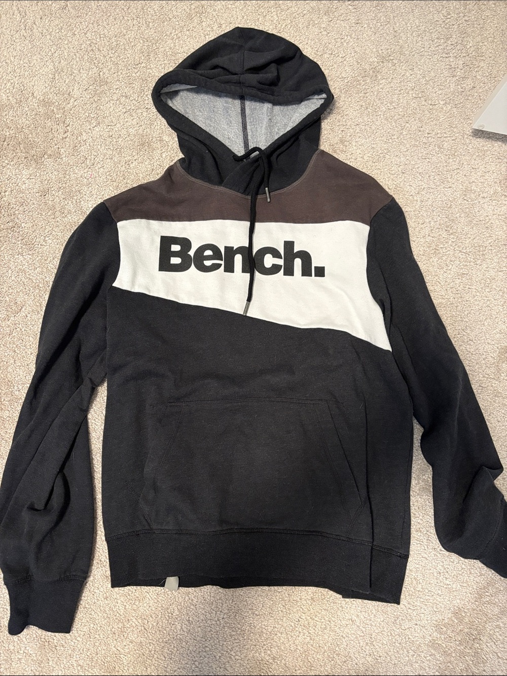 Bench Black, White & Brown Colorblock Pullover Hoodie